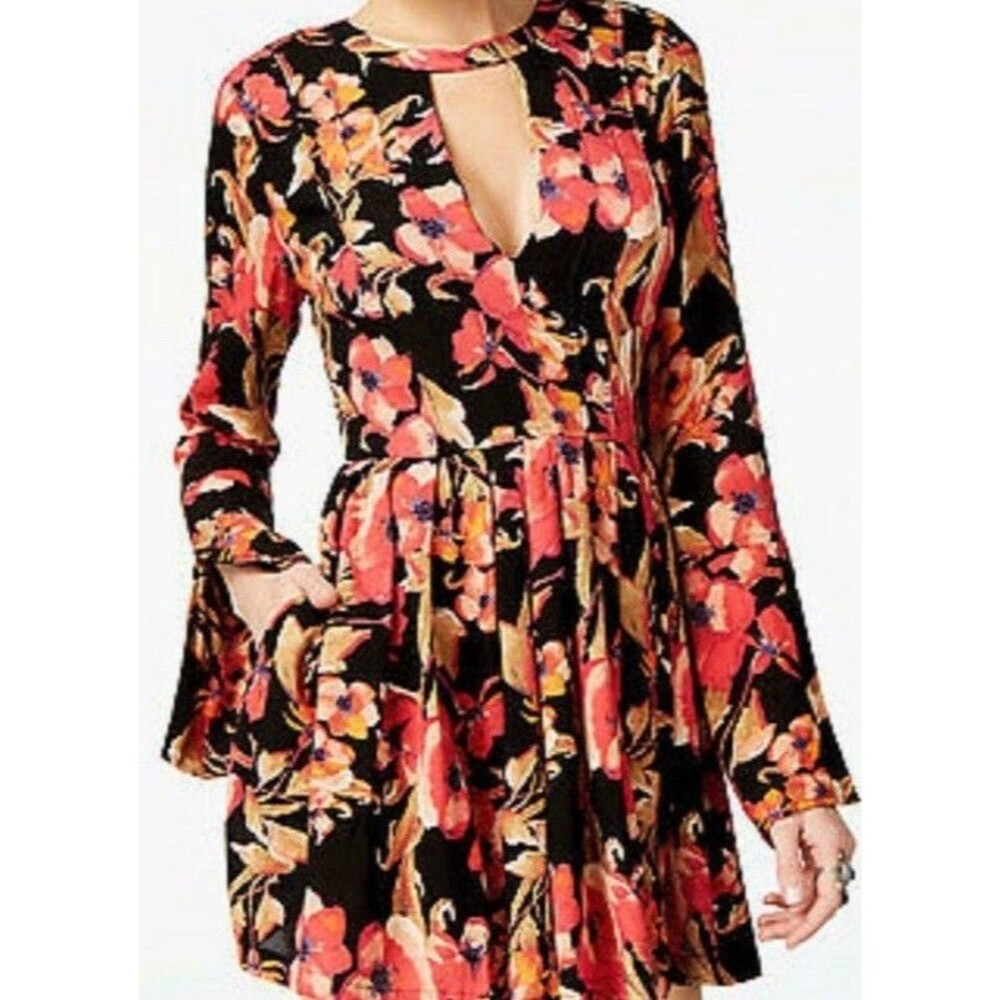 Free People Size 10 Tegan Mini Dress Red Floral